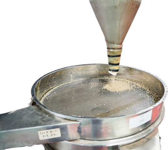 Extruded granules through a sieve